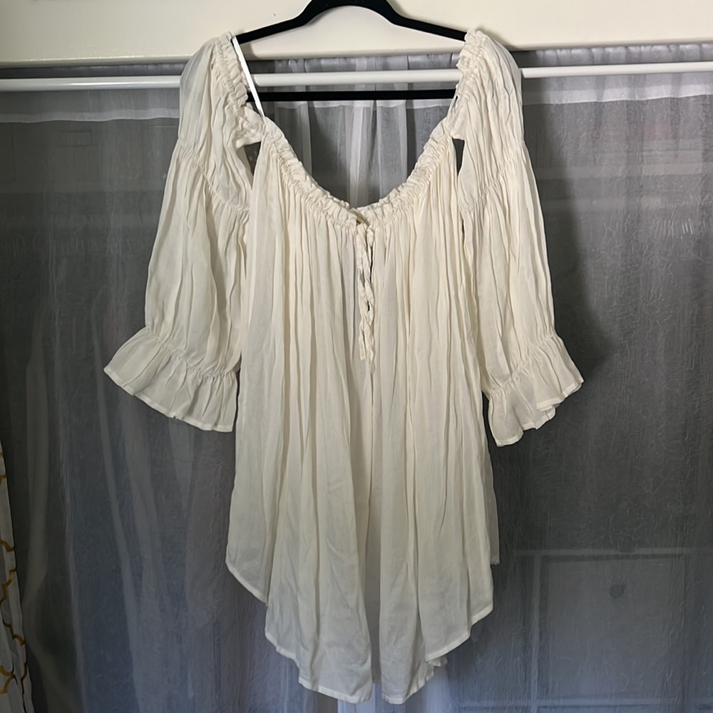White, off-the-shoulder, peasant blouse